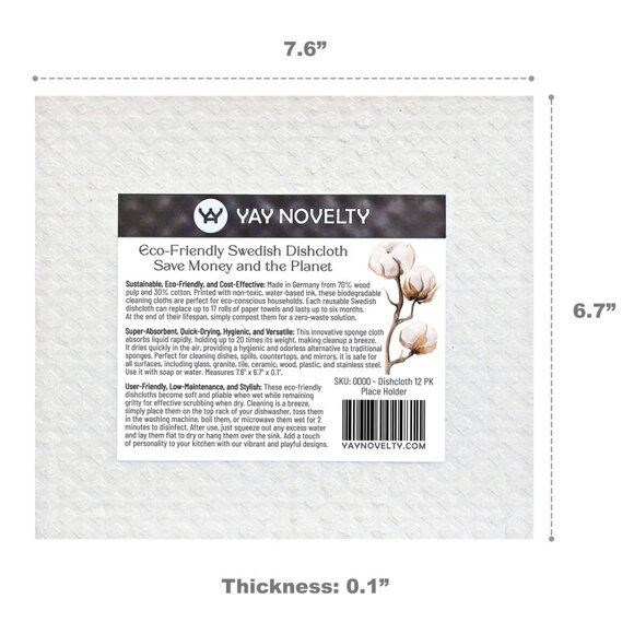 12-PK Eco-Friendly Swedish Dishcloths For Kitchen - Paper Towel Alternative - Picture 4 of 4